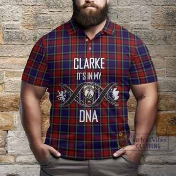 Clarke Red Tartan Polo Shirt with Family Crest DNA In Me Style Kid - Tartan Vibes Clothing