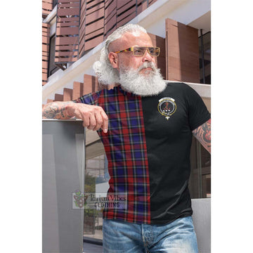 Clarke Red Tartan Cotton T-shirt with Family Crest and Half Of Me Style Men's Shirt - Tartan Vibes Clothing