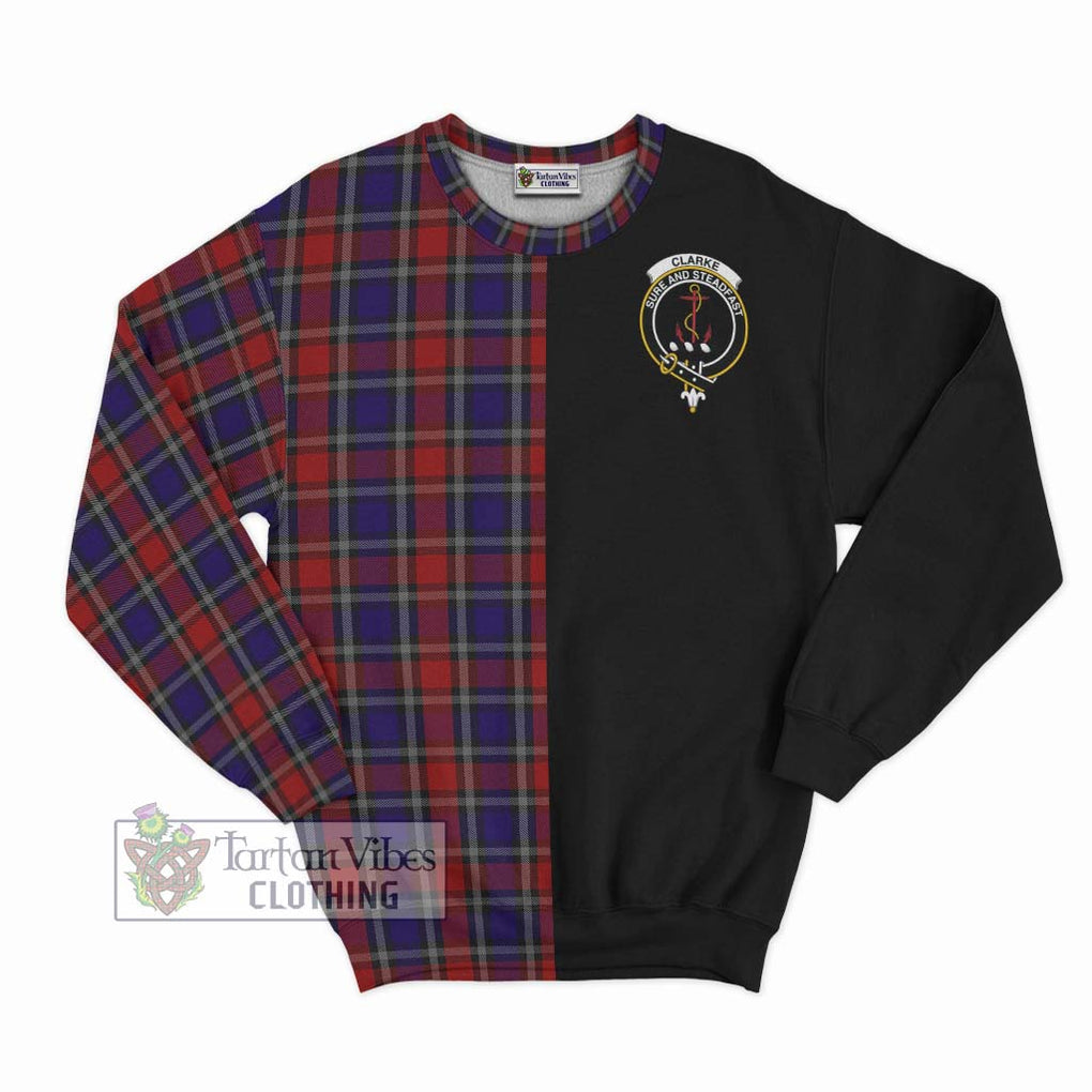Clarke Red Tartan Sweatshirt with Family Crest and Half Of Me Style - Tartan Vibes Clothing