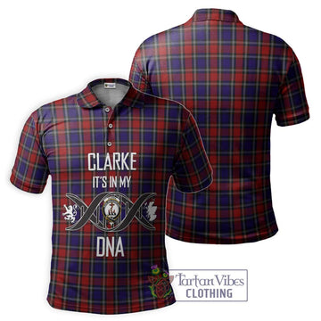 Clarke Red Tartan Polo Shirt with Family Crest DNA In Me Style - Tartan Vibes Clothing