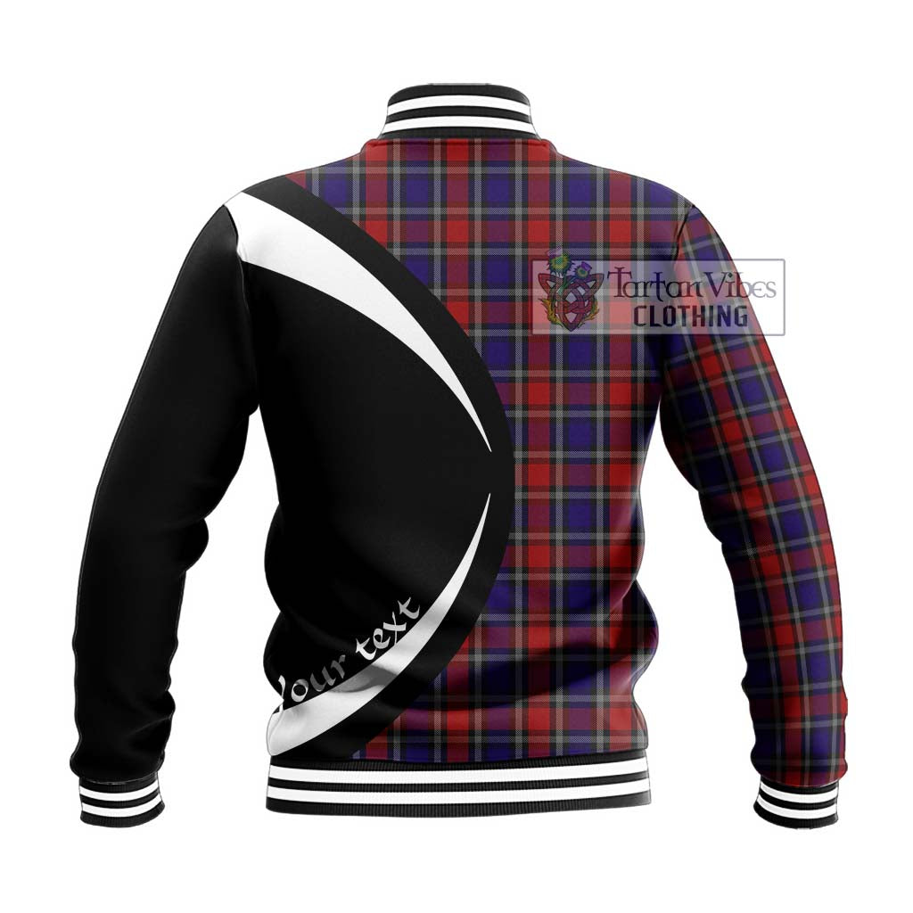 Clarke Red Tartan Baseball Jacket with Family Crest Circle Style - Tartan Vibes Clothing