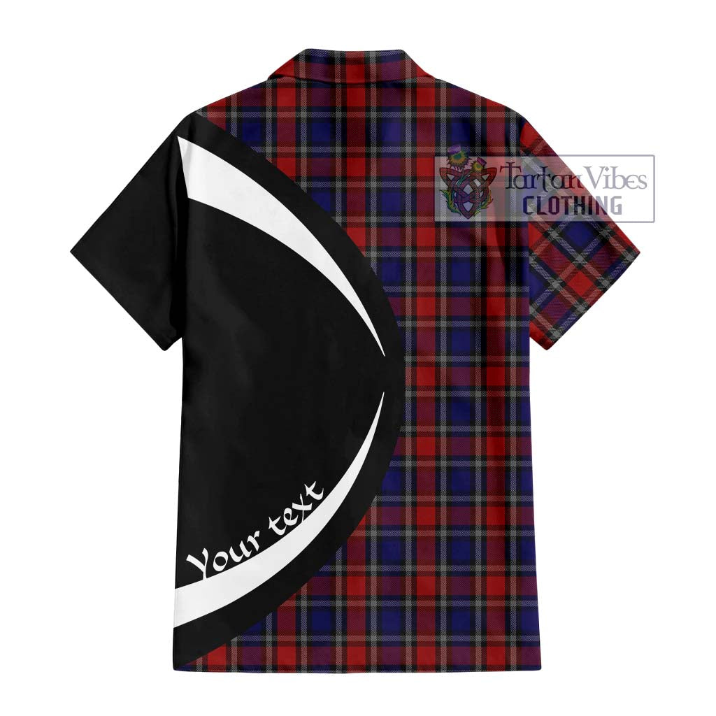 Clarke Red Tartan Hawaiian Shirt with Family Crest Circle Style - Tartan Vibes Clothing