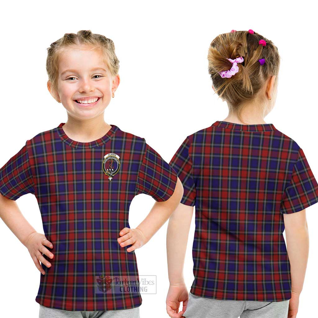 Clarke Red Tartan Kid T-Shirt with Family Crest - Tartan Vibes Clothing