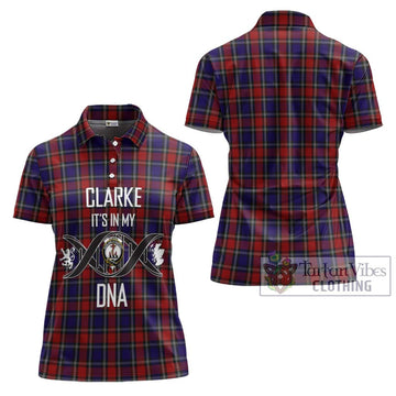 Clarke Red Tartan Women's Polo Shirt with Family Crest DNA In Me Style - Tartan Vibes Clothing