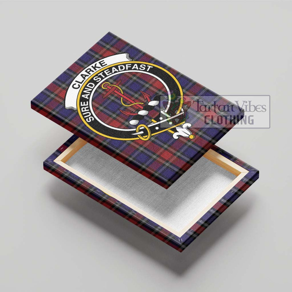 Clarke Red Tartan Canvas Print Wall Art with Family Crest - Tartan Vibes Clothing