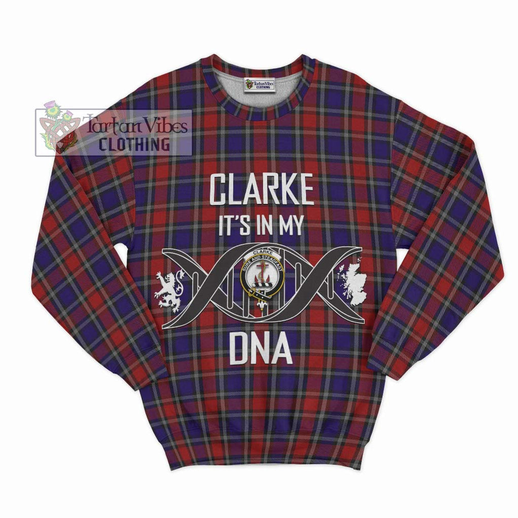 Clarke Red Tartan Sweatshirt with Family Crest DNA In Me Style - Tartan Vibes Clothing