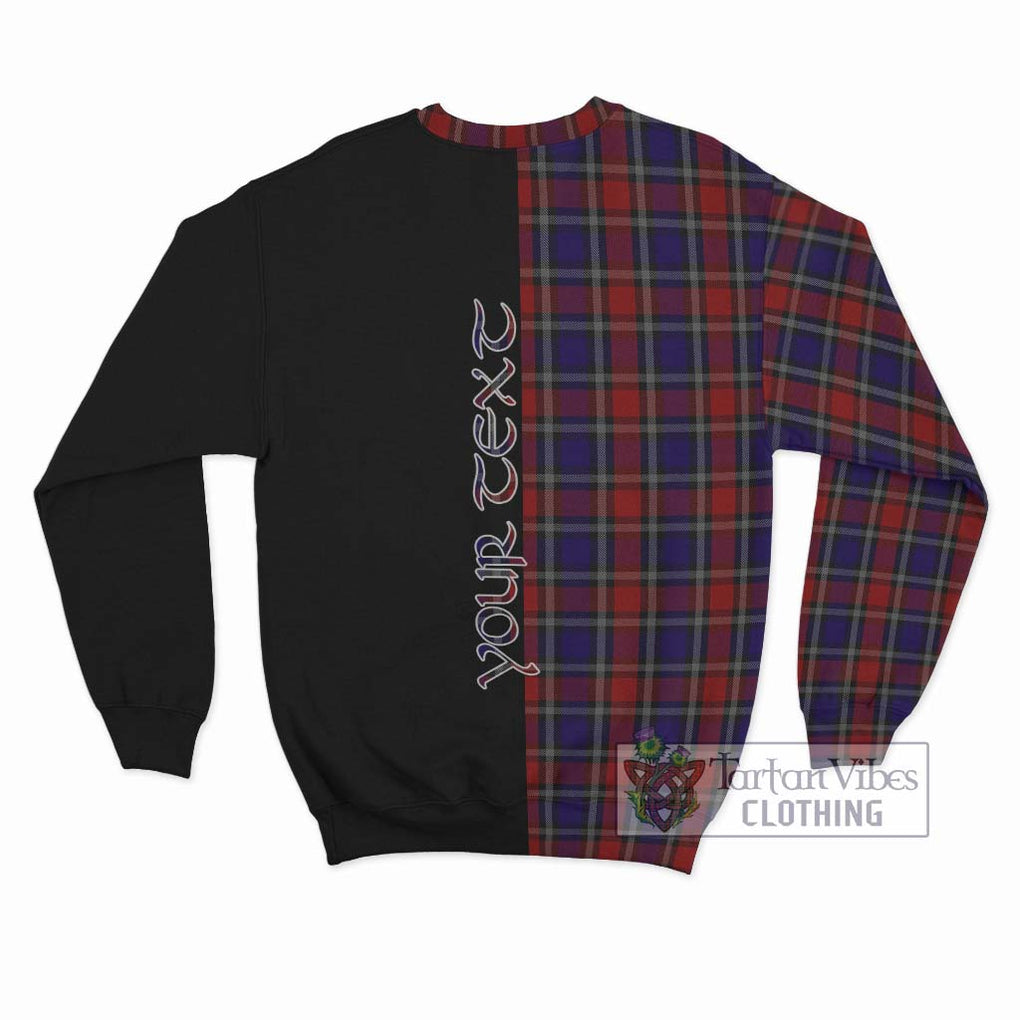 Clarke Red Tartan Sweatshirt with Family Crest and Half Of Me Style - Tartan Vibes Clothing