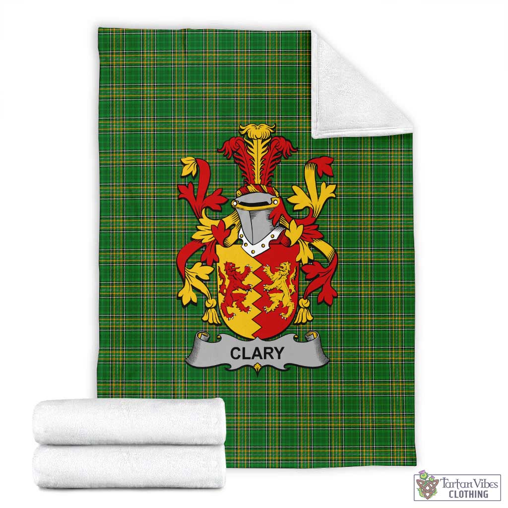 Clary Irish Clan Tartan Blanket with Coat of Arms X-Large 59 x 79 inches 150 x 200 cm - Tartan Vibes Clothing