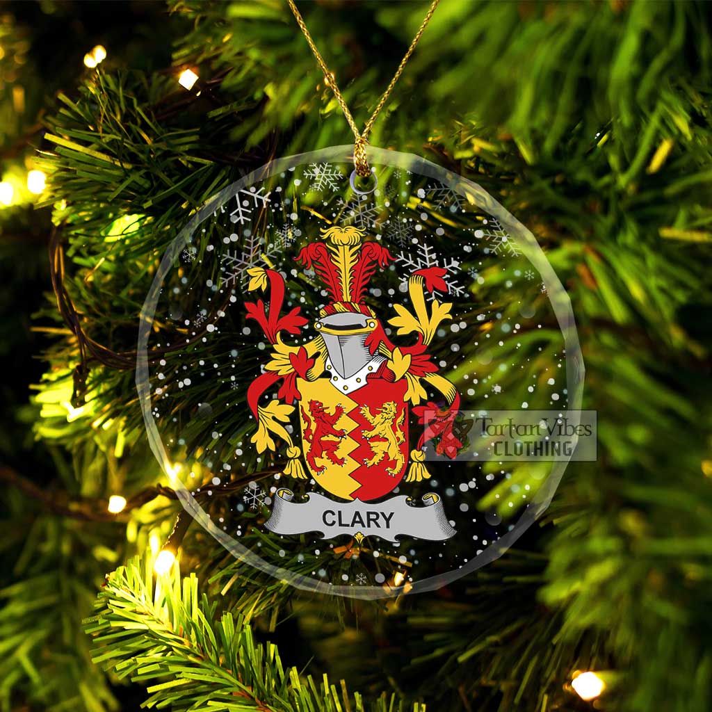 Clary Irish Clan Christmas Glass Ornament with Coat of Arms Transparent Glass Circle - 2D-tartanvibesclothing