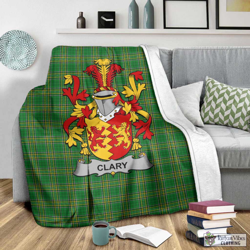 Clary Irish Clan Tartan Blanket with Coat of Arms - Tartan Vibes Clothing