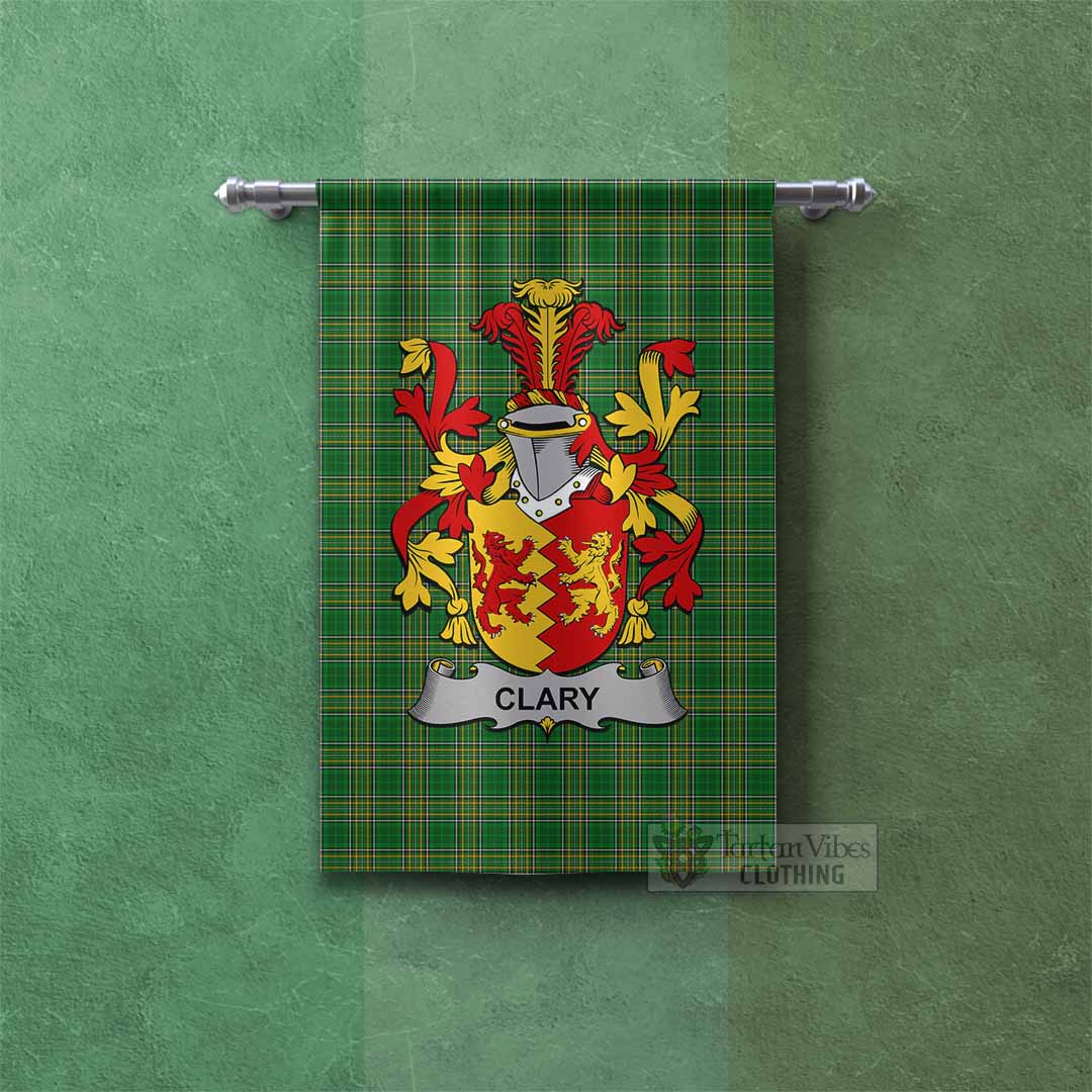Clary Irish Clan Tartan Gonfalon, Tartan Banner with Coat of Arms Rectangle - Tartan Vibes Clothing