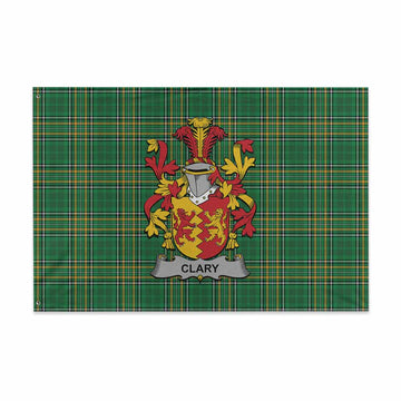 Tartan Vibes Clothing Clary Irish Clan Tartan House Flag with Coat of Arms