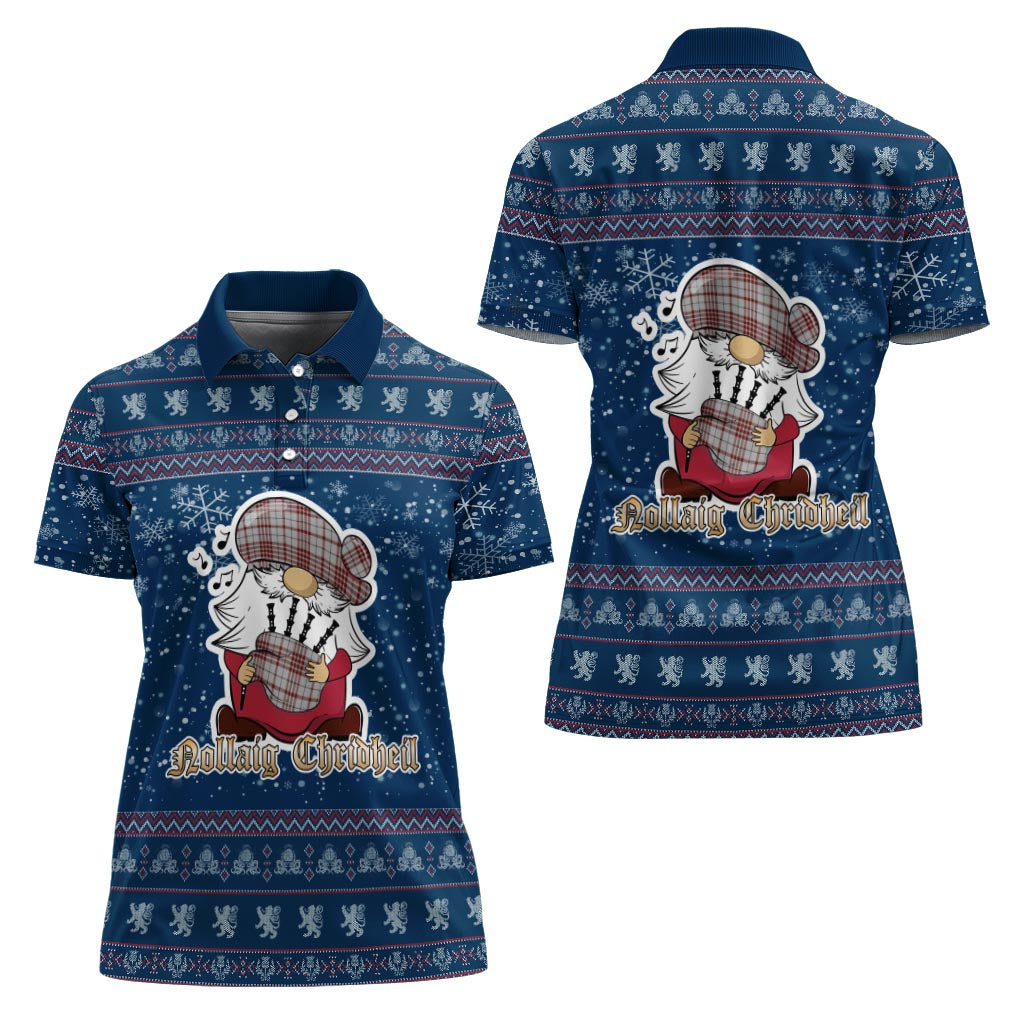 Clayton Clan Christmas Family Polo Shirt with Funny Gnome Playing Bagpipes - Tartanvibesclothing