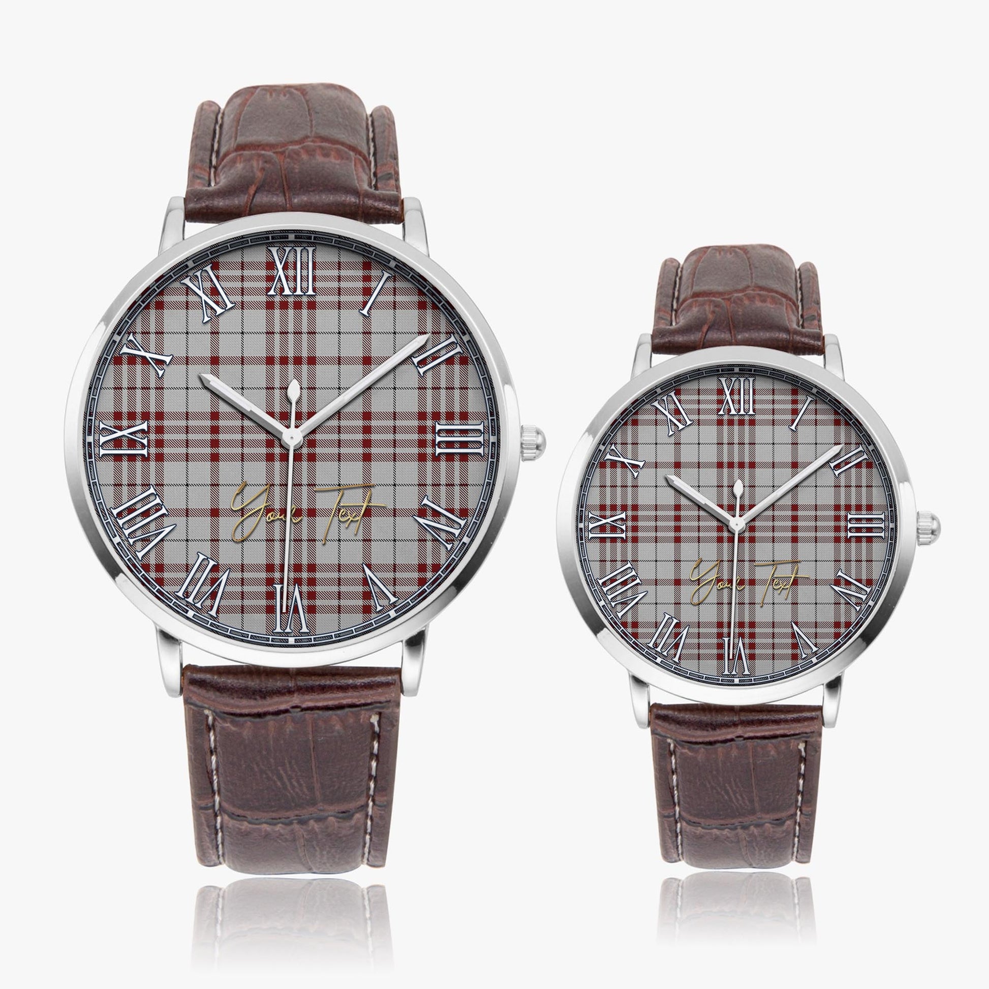 Clayton Tartan Personalized Your Text Leather Trap Quartz Watch - Tartan Vibes Clothing
