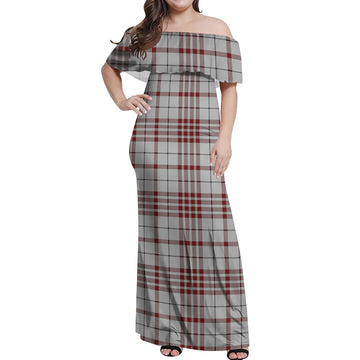 Clayton Tartan Off Shoulder Long Dress Women's Dress - Tartan Vibes Clothing