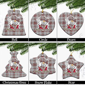 Clayton Tartan Christmas Ornaments with Scottish Gnome Playing Bagpipes