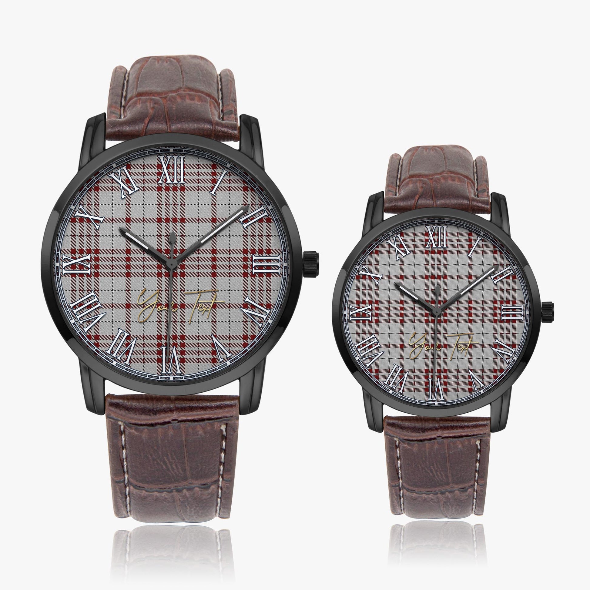 Clayton Tartan Personalized Your Text Leather Trap Quartz Watch - Tartan Vibes Clothing