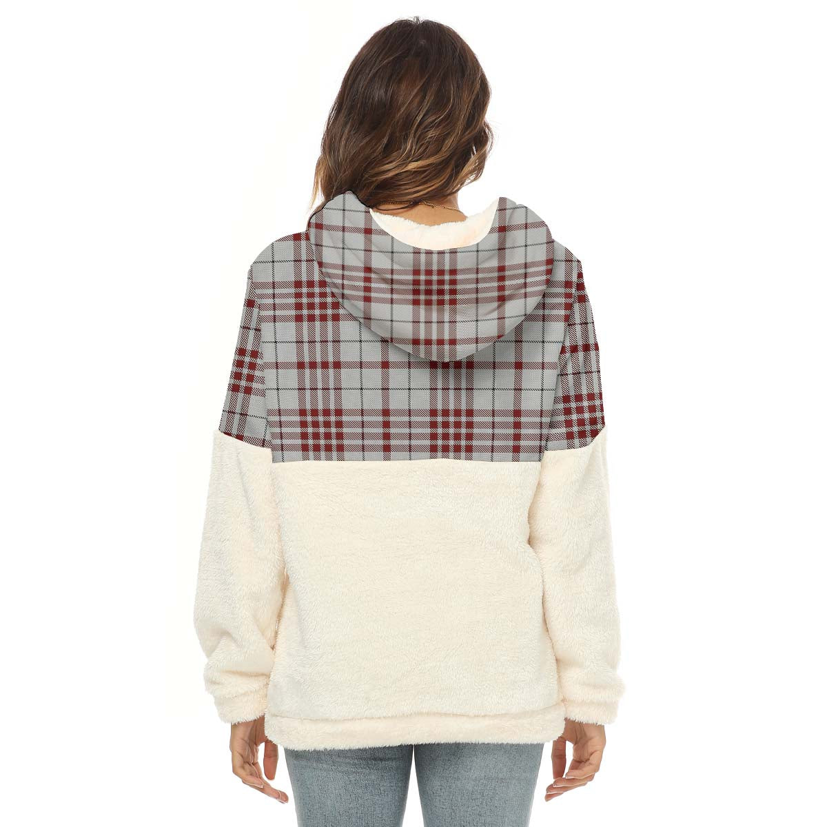 Clayton Tartan Half Style Women's Borg Fleece Hoodie with Half Zip - Tartan Vibes Clothing