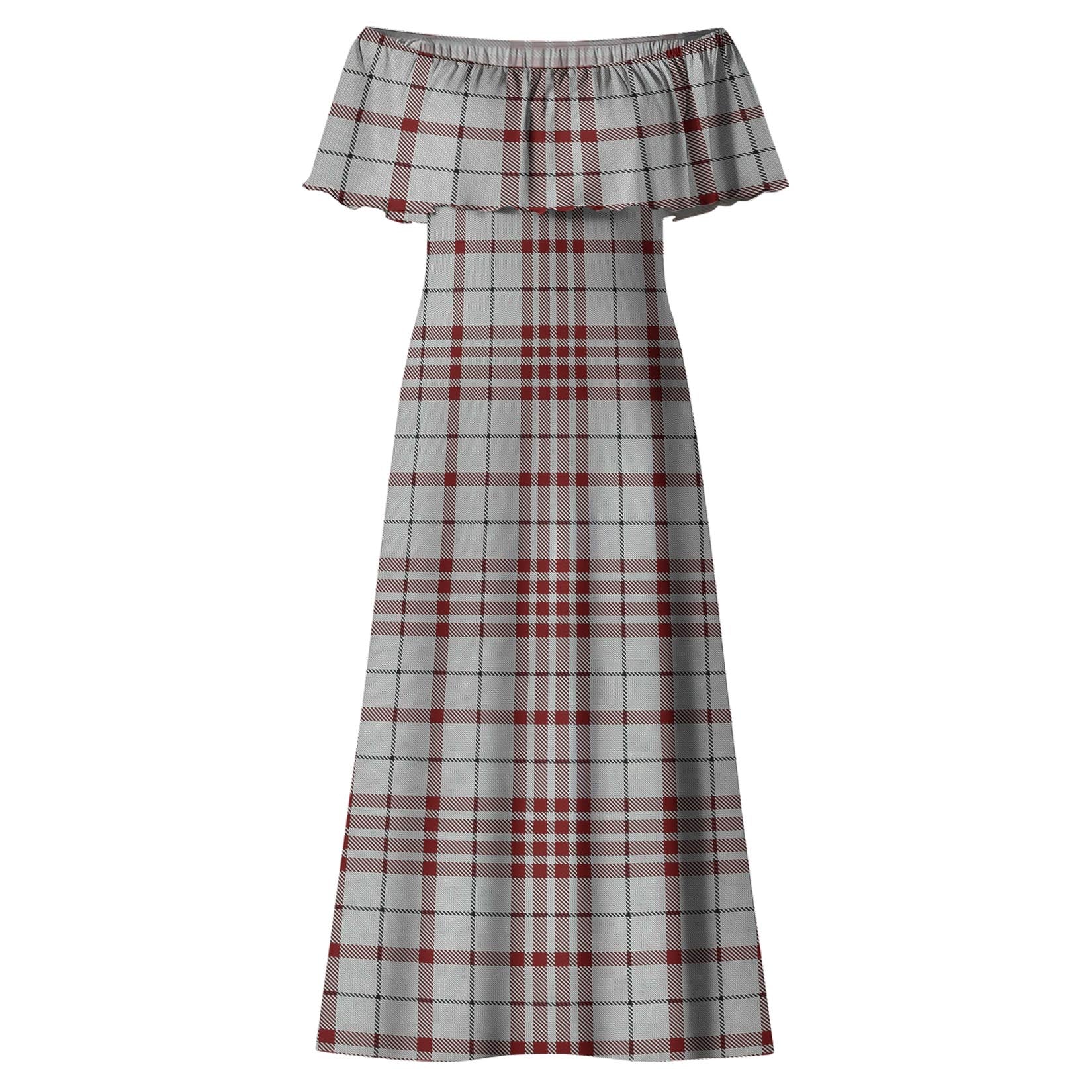 Clayton Tartan Off Shoulder Long Dress - Tartan Vibes Clothing
