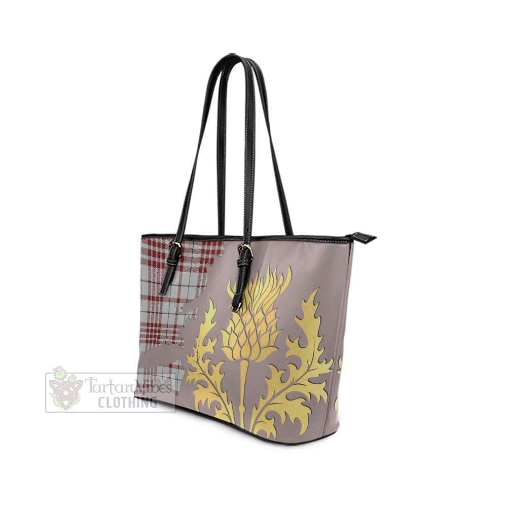 Clayton Tartan Leather Tote Bag Gold Thistle Style - Tartan Vibes Clothing