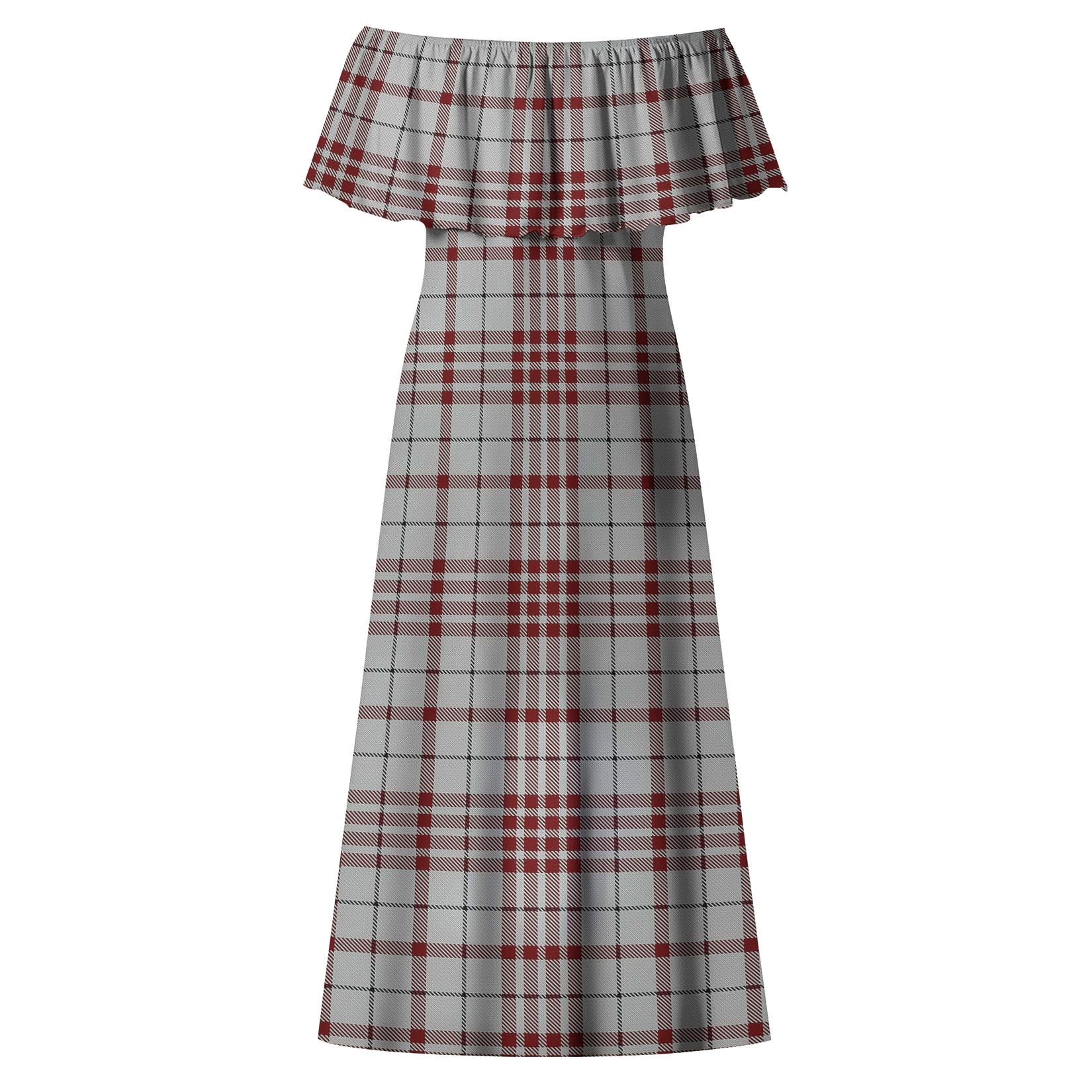 Clayton Tartan Off Shoulder Long Dress - Tartan Vibes Clothing