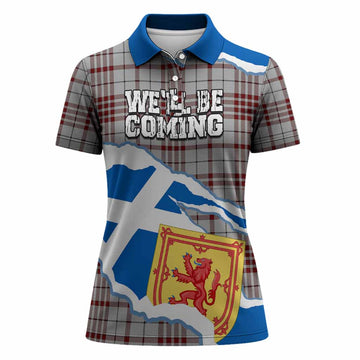 Clayton Scotland Football Tartan Women Polo Shirt We'll Be Coming