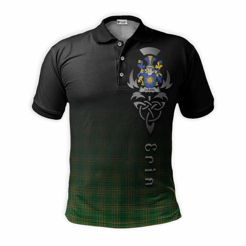 Tartan Vibes Clothing Cleare Irish Clan Polo Shirt with Coat of Arms Erin Go Bragh Celtic Inspired
