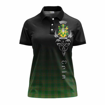 Tartan Vibes Clothing Cleary Irish Clan Women's Polo Shirt with Coat of Arms Erin Go Bragh Celtic Inspired