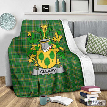 Tartan Vibes Clothing Cleary Irish Clan Tartan Blanket with Coat of Arms