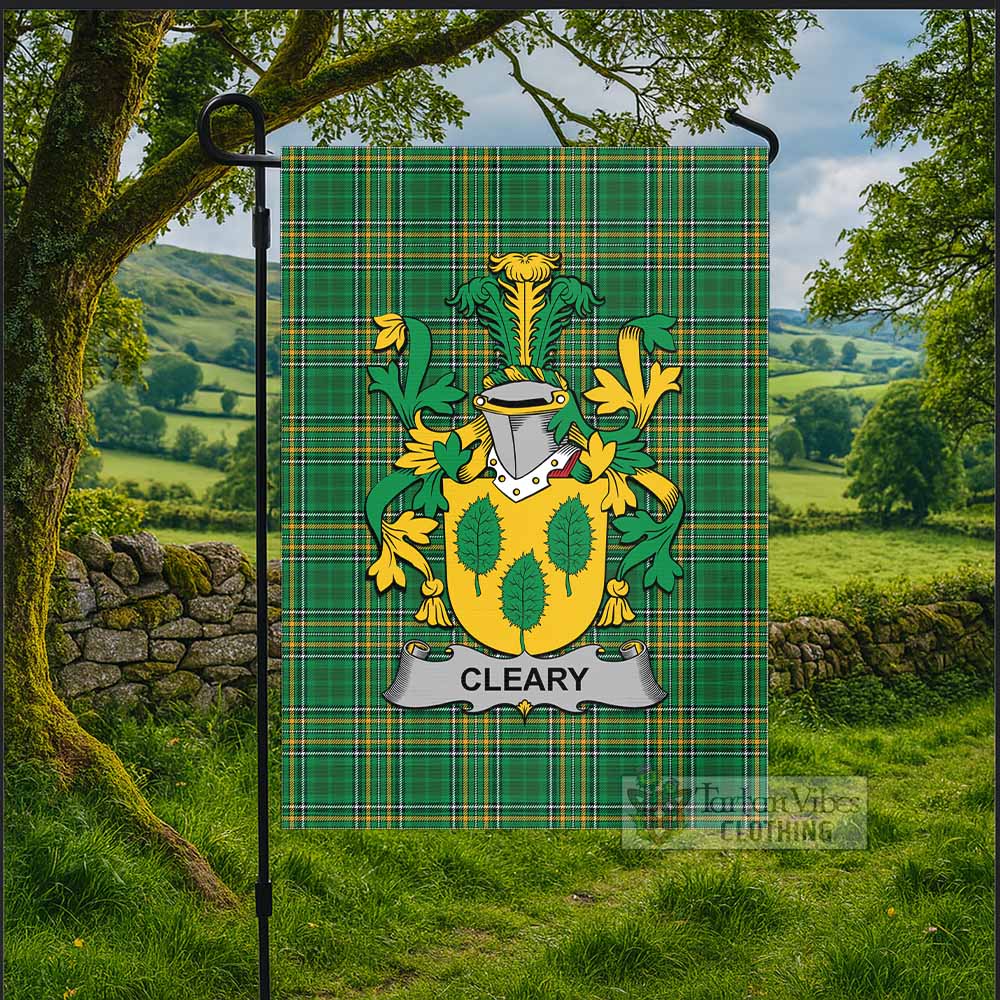 Cleary Irish Clan Tartan Flag with Coat of Arms
