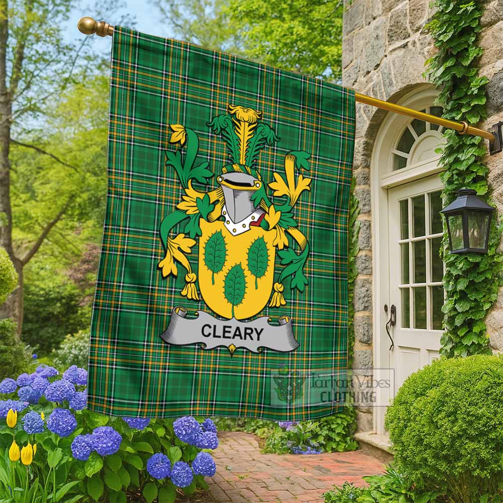 Cleary Irish Clan Tartan Flag with Coat of Arms