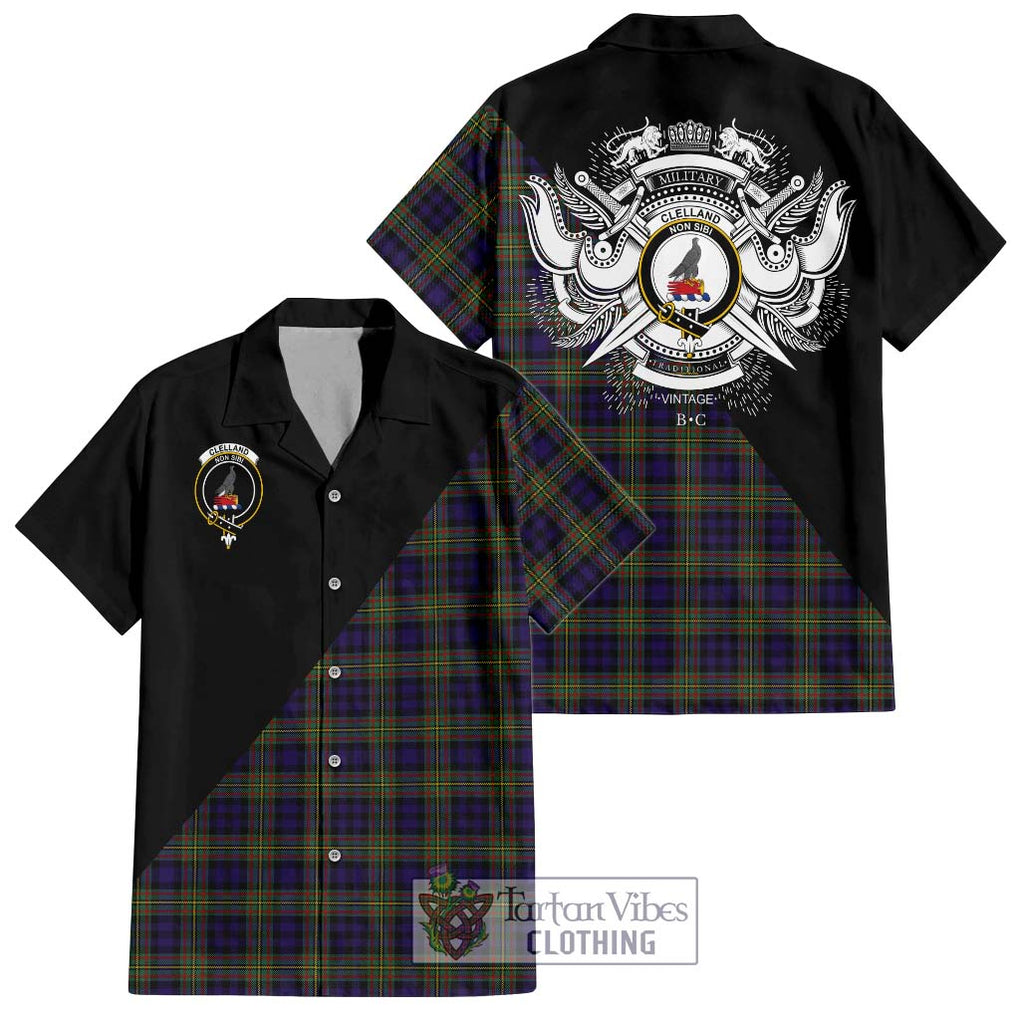 Clelland Tartan Hawaiian Shirt with Family Crest and Military Logo Style Kid - Tartan Vibes Clothing