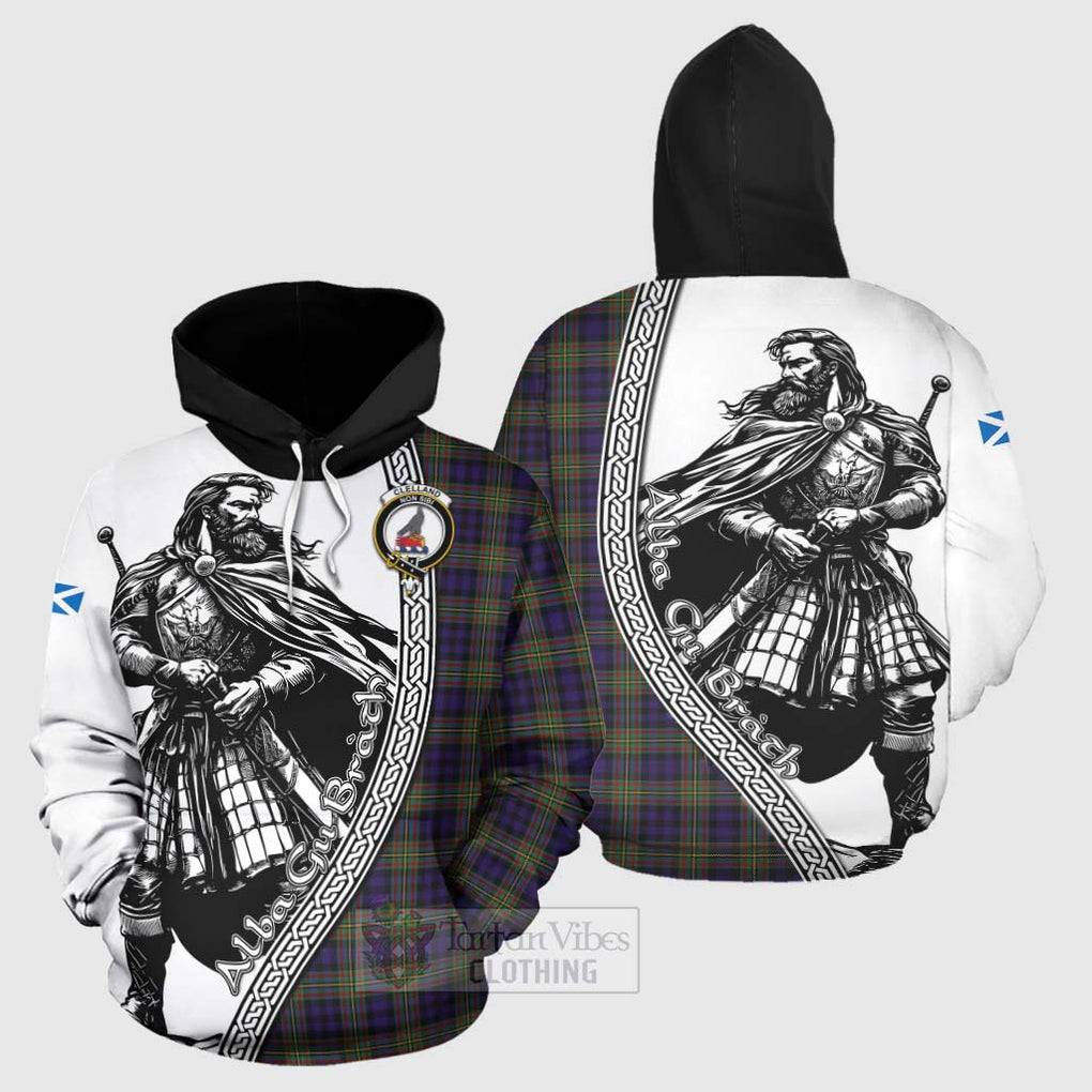 Clelland Tartan Clan Crest Hoodie with Highlander Warrior Celtic Style Zip Hoodie - Tartan Vibes Clothing