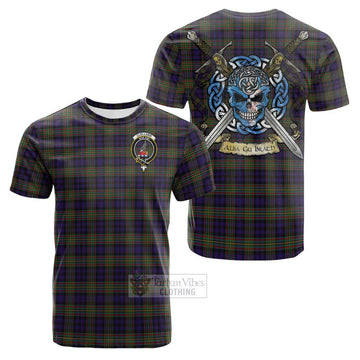 Clelland Tartan Cotton T-shirt with Family Crest Celtic Skull Style Kid's Shirt - Tartan Vibes Clothing