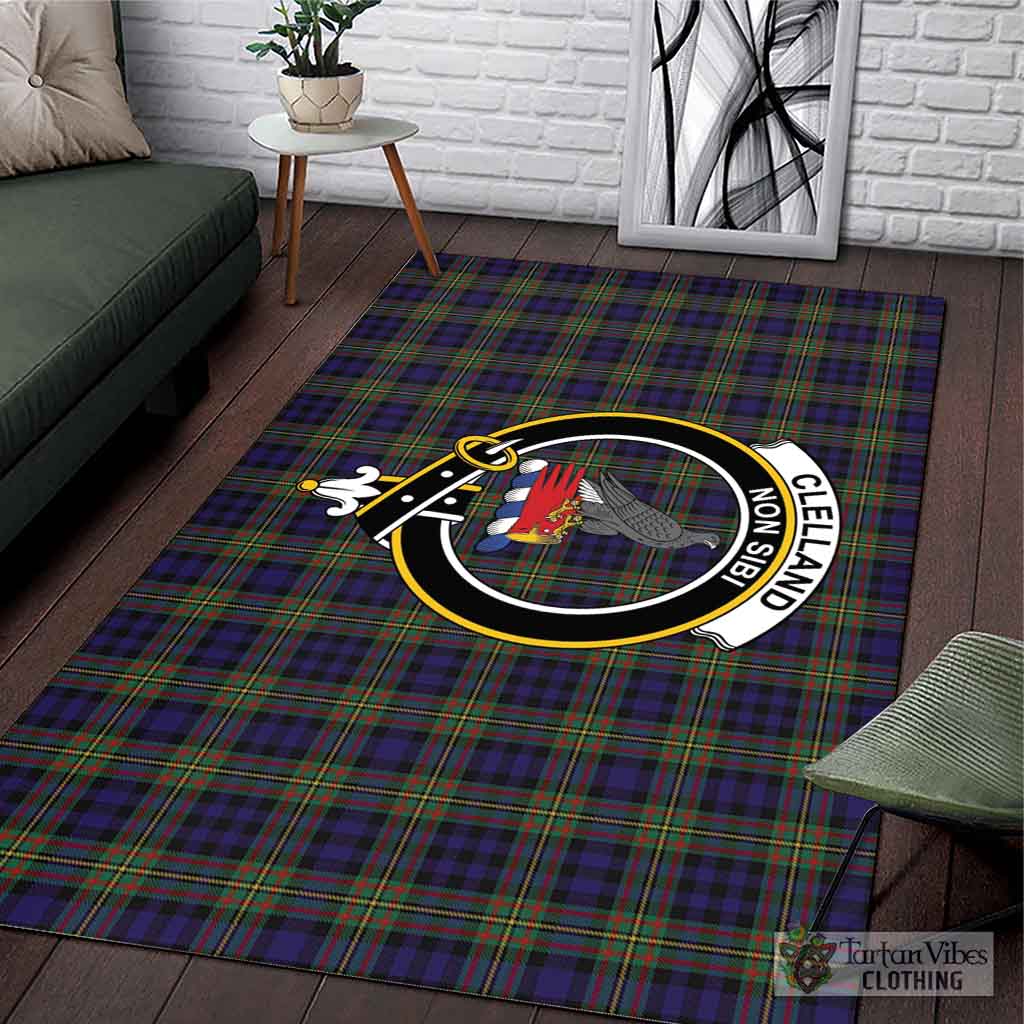 Clelland Tartan Area Rug with Family Crest L 59*86 inch (150x220 cm) - Tartan Vibes Clothing