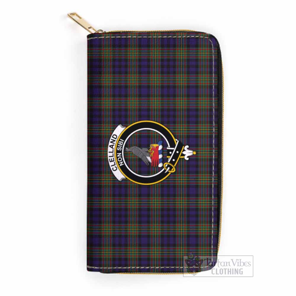 Clelland Tartan Women's Leather Wallet with Family Crest One Size 19.7*10.5*3.5 cm - Tartan Vibes Clothing