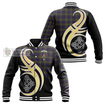 Clelland Tartan Baseball Jacket with Family Crest and Celtic Symbol Style Unisex - Tartan Vibes Clothing