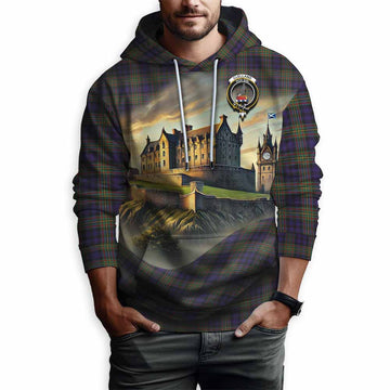 Clelland Tartan Family Crest Hoodie with Scottish Ancient Castle Style Pullover Hoodie - Tartan Vibes Clothing