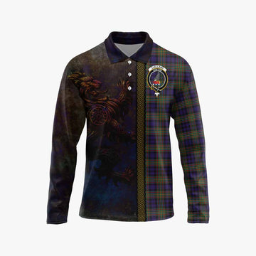 Clelland Tartan Family Crest Long Sleeve Polo Shirt Alba Gu Brath Be Brave Lion Ancient Style