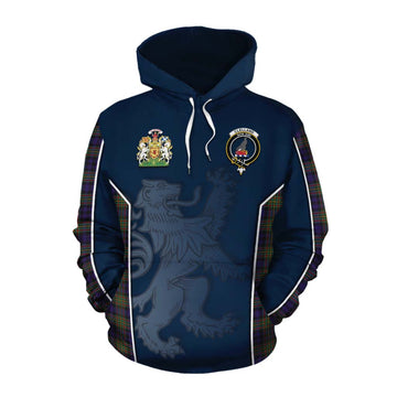Clelland Tartan Cotton Hoodie with Family Crest and Lion Rampant Vibes Sport Style Pullover Hoodie XS - Tartan Vibes Clothing