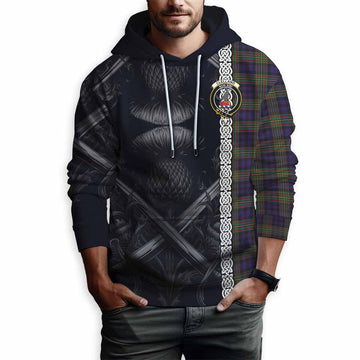 Clelland Tartan Hoodie with Family Crest Cross Sword Thistle Celtic Vibes Pullover Hoodie - Tartan Vibes Clothing