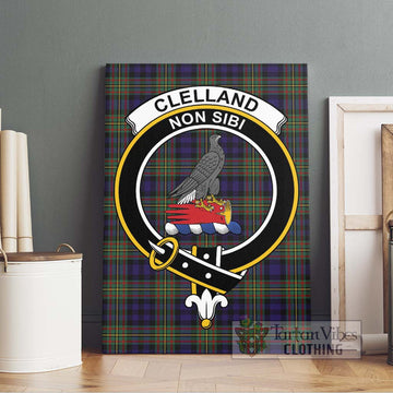 Clelland Tartan Canvas Print Wall Art with Family Crest