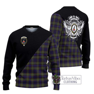 Clelland Tartan Ugly Sweater with Family Crest and Military Logo Style Unisex - Tartan Vibes Clothing
