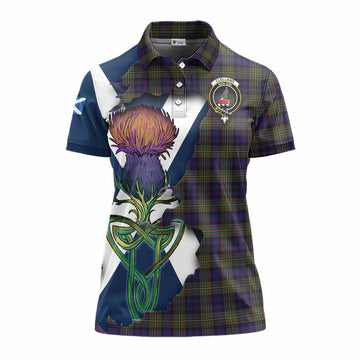 Tartan Vibes Clothing Clelland Tartan Family Crest Women's Polo Shirt Scottish Thistle Celtic Inspired