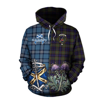 Clelland Tartan Cotton Hoodie Happy St. Andrew's Day Half Tartan Style Pullover Hoodie XS - Tartan Vibes Clothing