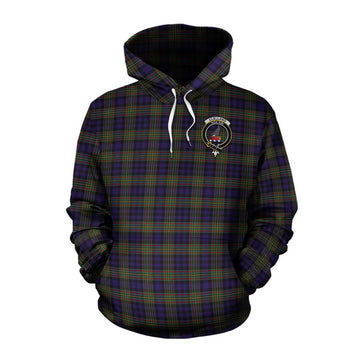 Clelland Tartan Cotton Hoodie with Family Crest and Bearded Skull Holding Bottles of Whiskey Pullover Hoodie XS - Tartan Vibes Clothing