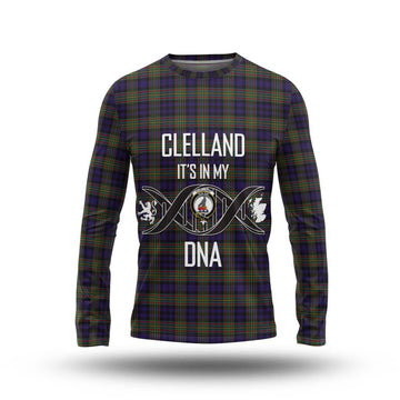 Clelland Tartan Long Sleeve T-Shirt with Family Crest DNA In Me Style Unisex - Tartan Vibes Clothing