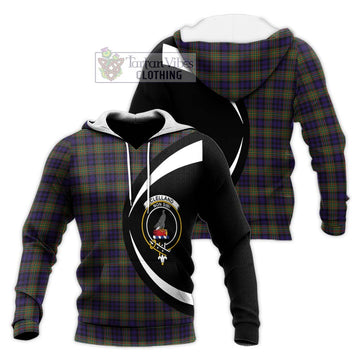 Clelland Tartan Knitted Hoodie with Family Crest Circle Style Unisex Knitted Pullover Hoodie - Tartan Vibes Clothing