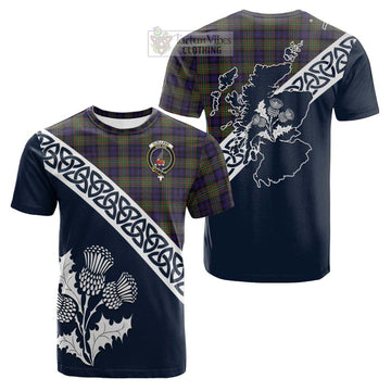 Clelland Tartan Cotton T-shirt Featuring Thistle and Scotland Map Kid's Shirt - Tartan Vibes Clothing