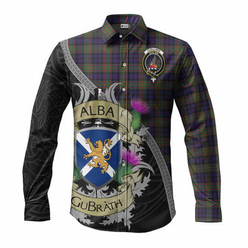 Clelland Tartan Family Crest Long Sleeve Button Shirt Lion Rampant Royal Thistle Shield Celtic Inspired Men's Shirt S - Tartan Vibes Clothing